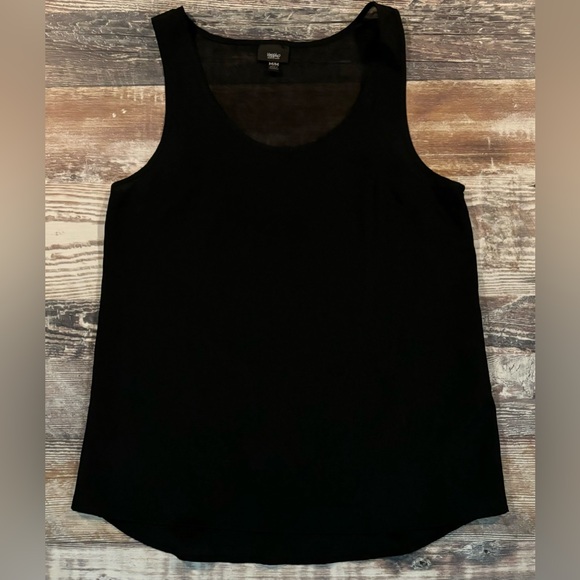 Women’s Mossimo Black Shell Tank, Scoop Neck, 1/4 Sheer Back - Picture 1 of 5